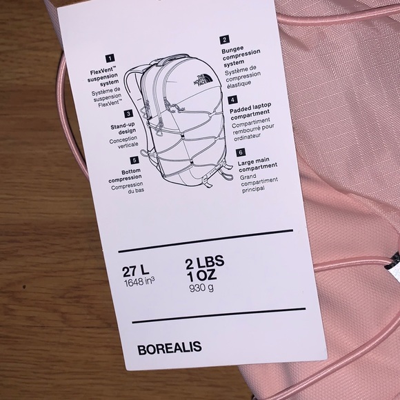 NWT The North Face Borealis Backpack, Gray/ Pink - Picture 6 of 13